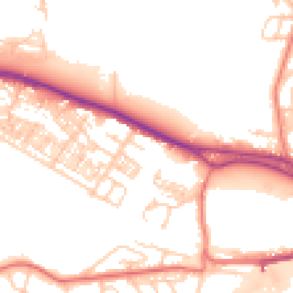 Daytime road noise heatmap for WA4 1EA