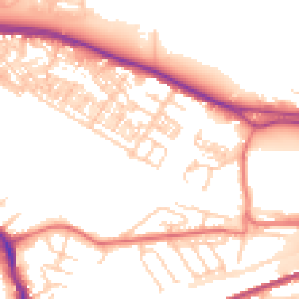 Daytime road noise heatmap for WA4 1EJ