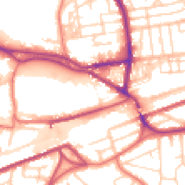 Daytime road noise heatmap for WA4 1JN