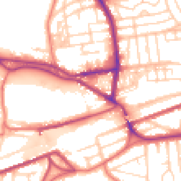 Daytime road noise heatmap for WA4 1JW