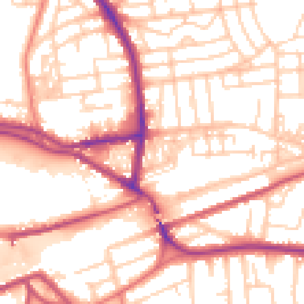 Daytime road noise heatmap for WA4 1LX