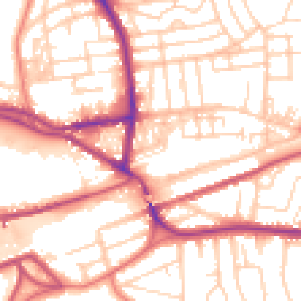 Daytime road noise heatmap for WA4 1LY