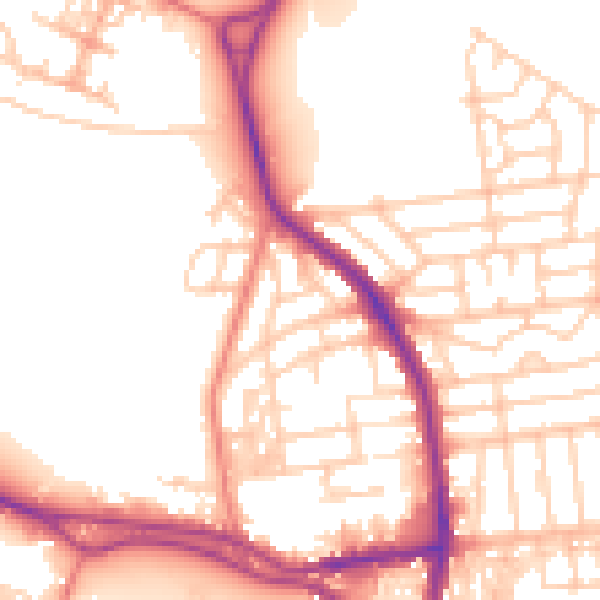 Daytime road noise heatmap for WA4 1QX