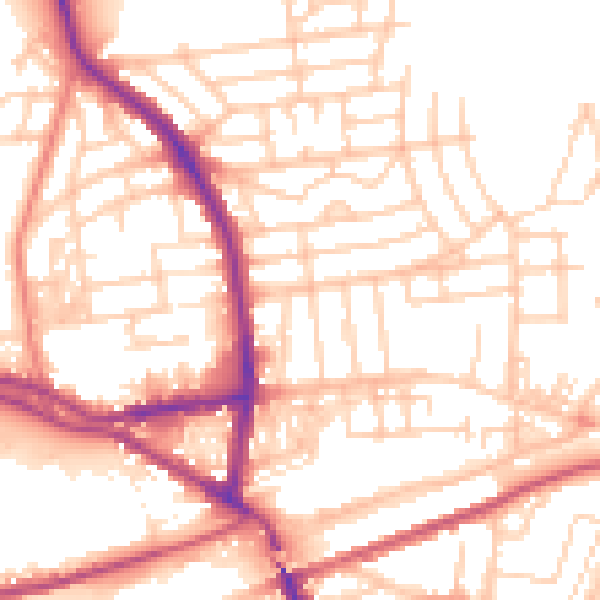 Daytime road noise heatmap for WA4 1TN