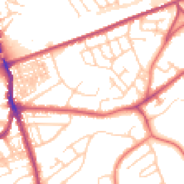 Daytime road noise heatmap for WA4 2AW