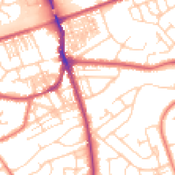Daytime road noise heatmap for WA4 2AZ