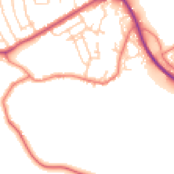 Daytime road noise heatmap for WA4 2YQ