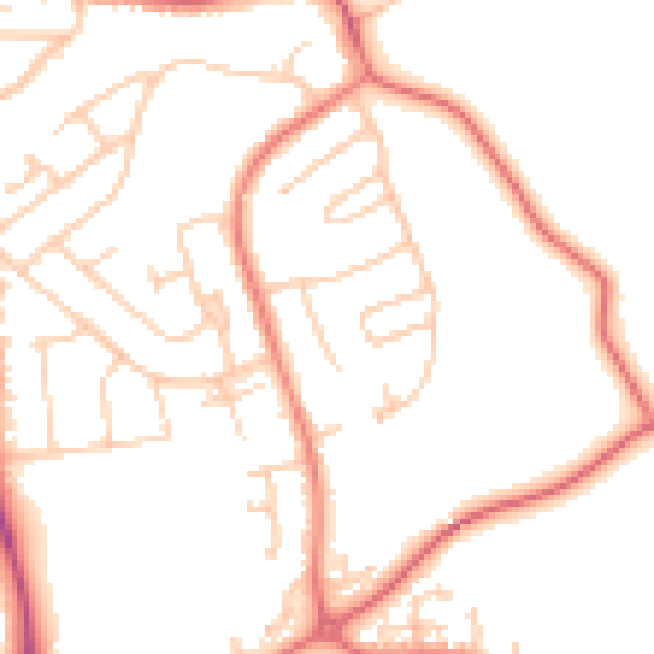 Daytime road noise heatmap for WA4 3DD