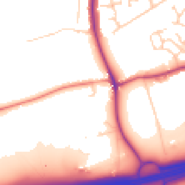 Daytime road noise heatmap for WA4 4NF