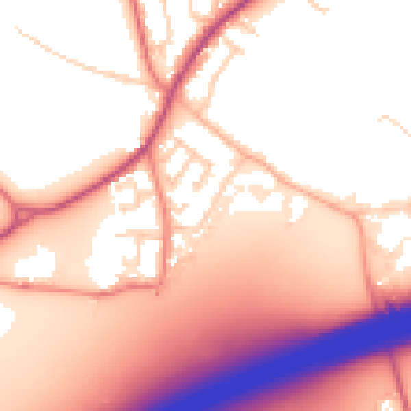 Daytime road noise heatmap for WA4 4RZ