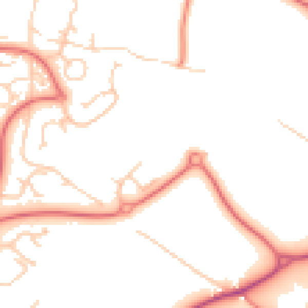 Daytime road noise heatmap for WA4 5AA
