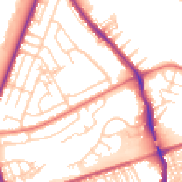 Daytime road noise heatmap for WA4 6DQ