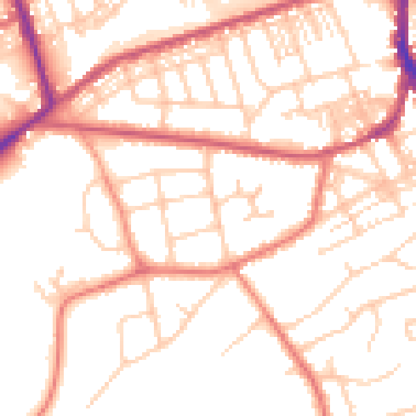 Daytime road noise heatmap for WA4 6PE