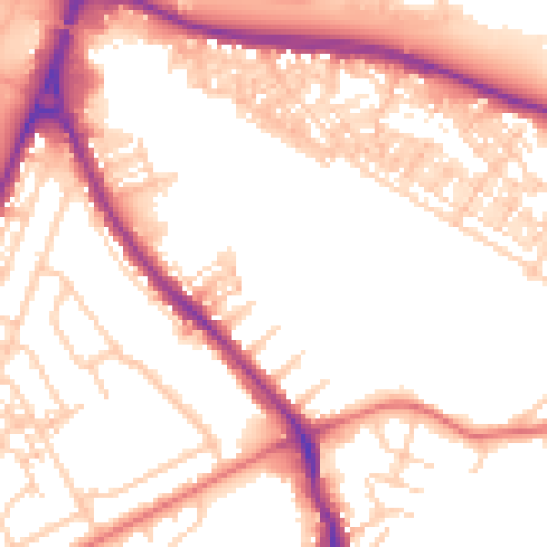 Daytime road noise heatmap for WA4 6QQ