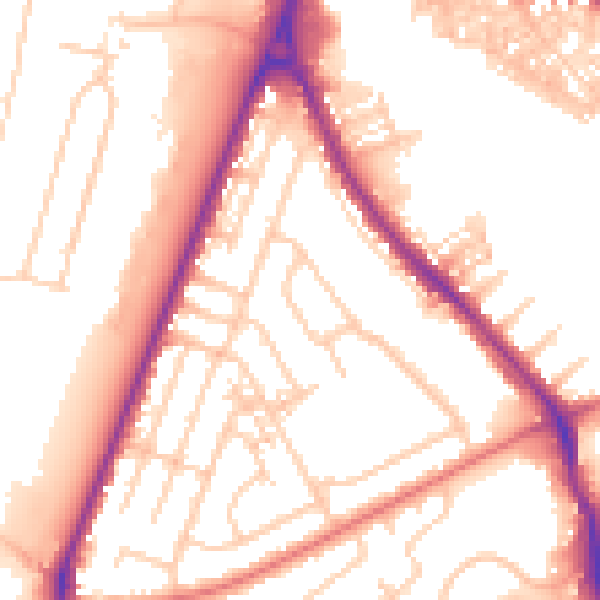 Daytime road noise heatmap for WA4 6RB