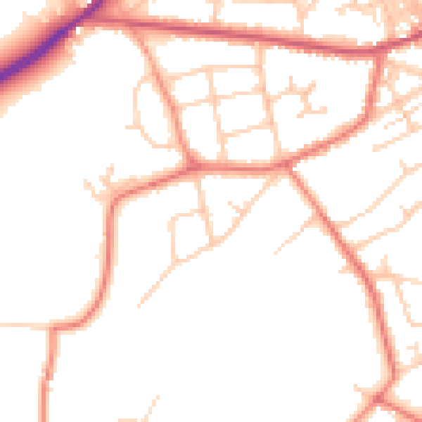 Daytime road noise heatmap for WA4 6SA