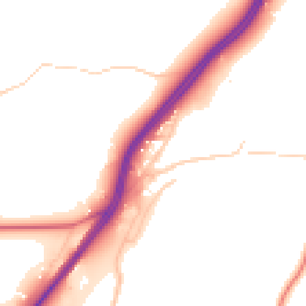 Daytime road noise heatmap for WA4 6TG