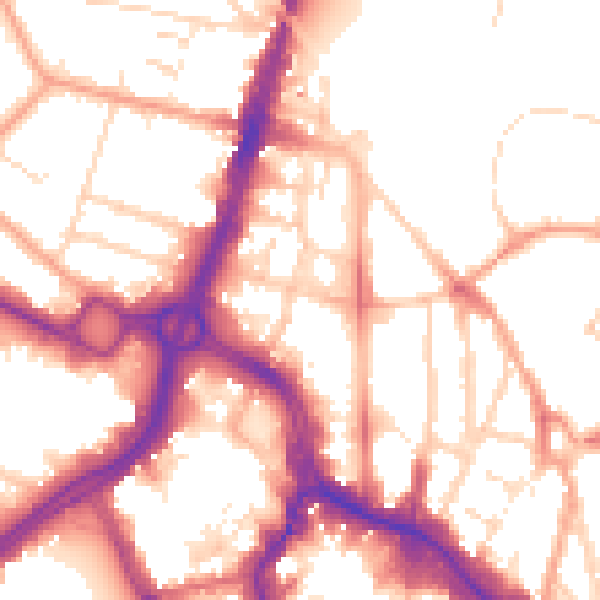 Daytime road noise heatmap for WD17 1PY