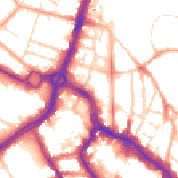 Daytime road noise heatmap for WD17 1QN