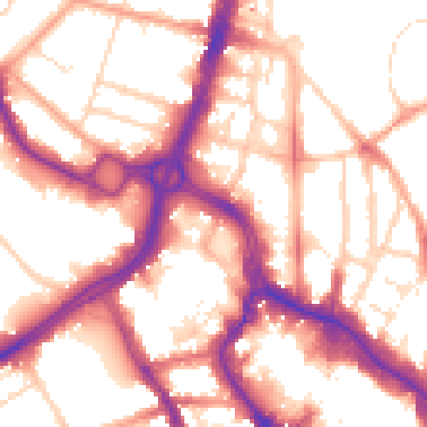 Daytime road noise heatmap for WD17 1QQ