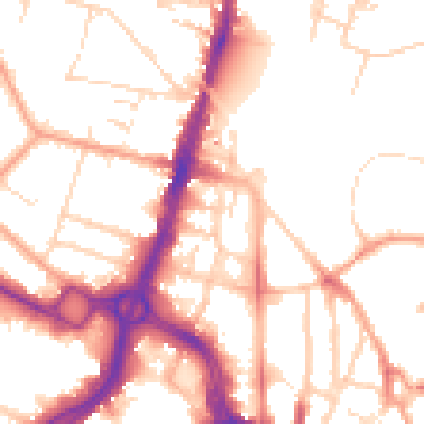 Daytime road noise heatmap for WD17 1QS