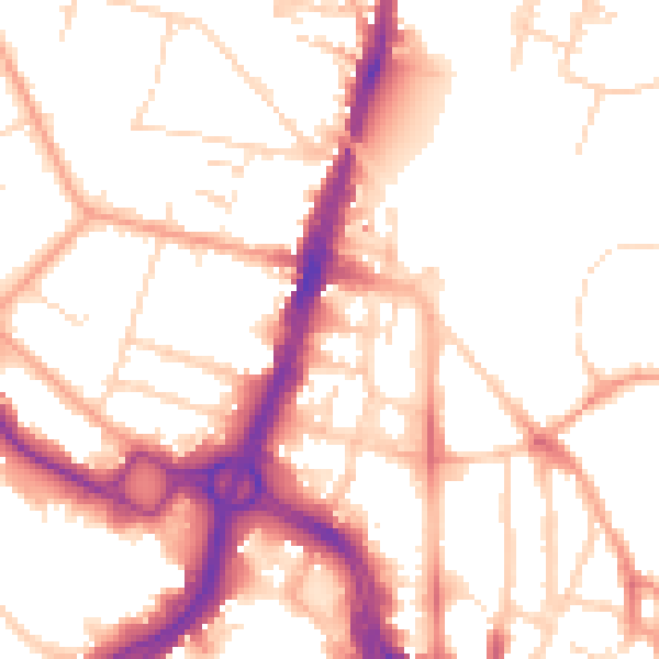 Daytime road noise heatmap for WD17 1QT