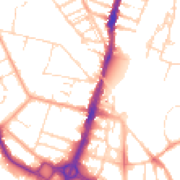 Daytime road noise heatmap for WD17 1RB