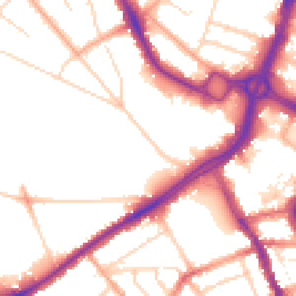 Daytime road noise heatmap for WD17 3AA