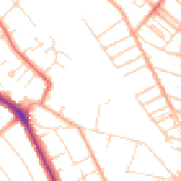 Daytime road noise heatmap for WD17 4DP