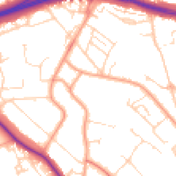 Daytime road noise heatmap for WD17 4DS