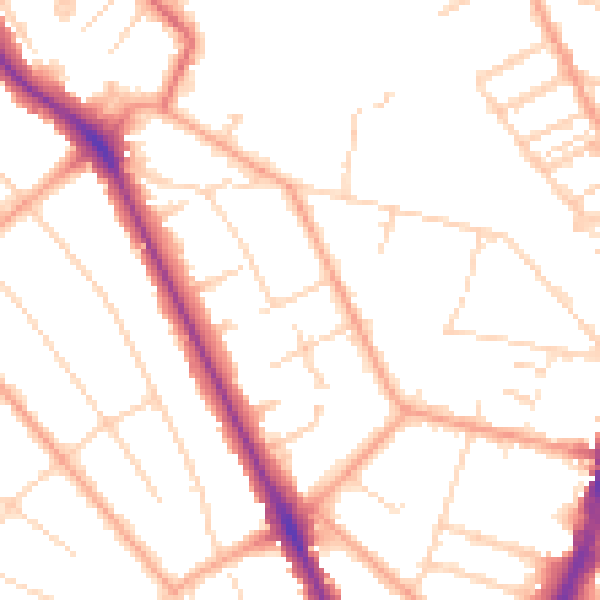 Daytime road noise heatmap for WD17 4DW