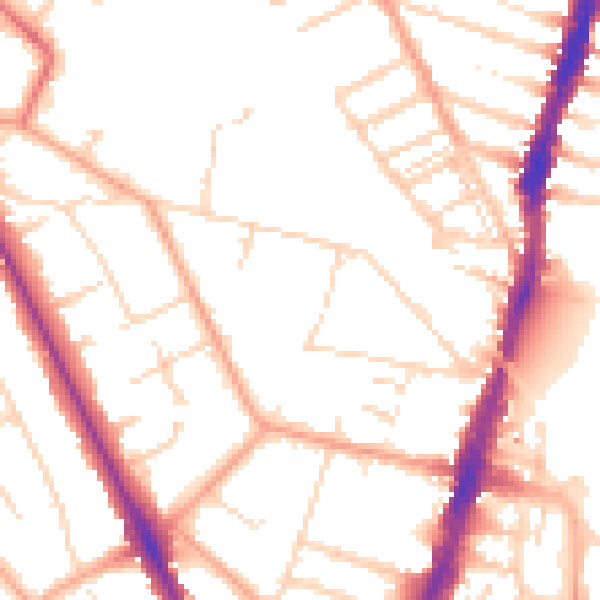 Daytime road noise heatmap for WD17 4DY