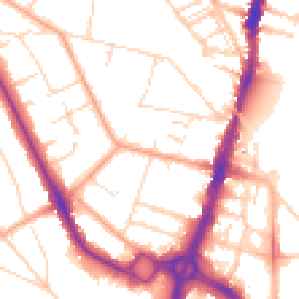 Daytime road noise heatmap for WD17 4NW