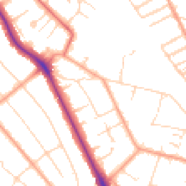 Daytime road noise heatmap for WD17 4PF