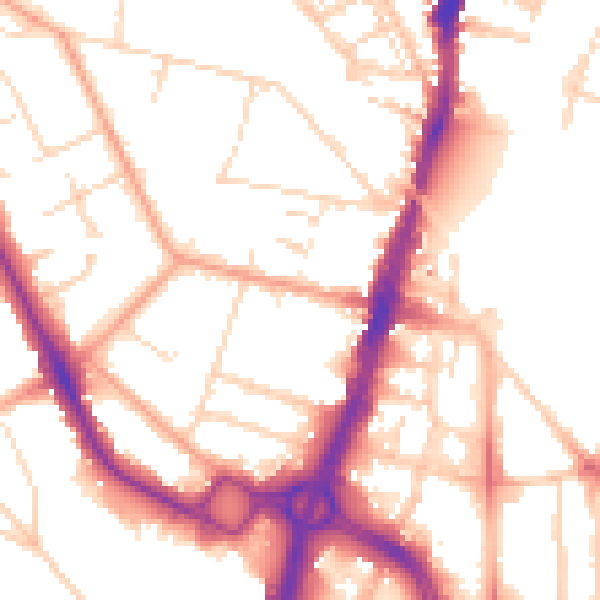 Daytime road noise heatmap for WD17 4PR
