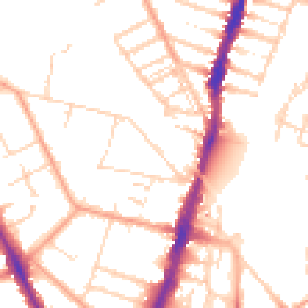 Daytime road noise heatmap for WD17 4PY