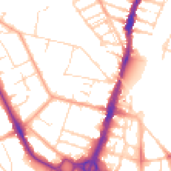 Daytime road noise heatmap for WD17 4QR