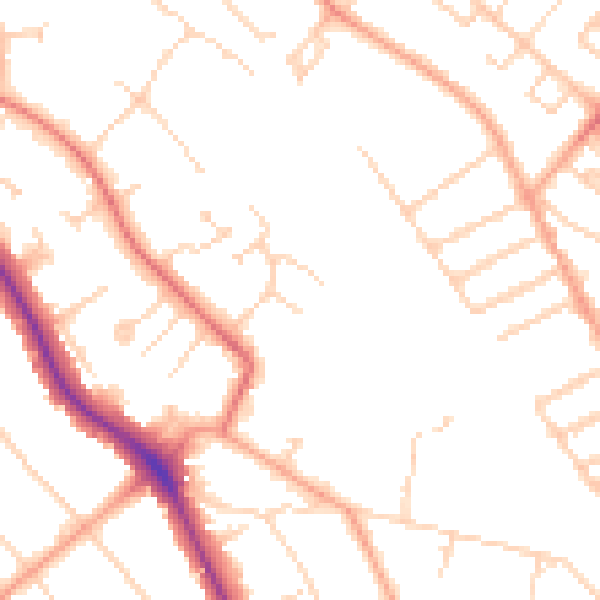 Daytime road noise heatmap for WD17 4RY