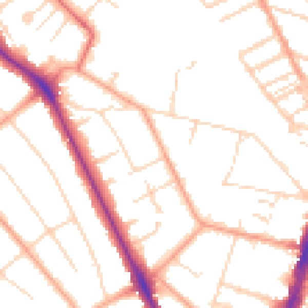 Daytime road noise heatmap for WD17 4UE
