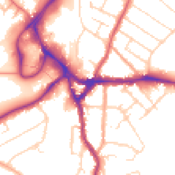 Daytime road noise heatmap for WD19 4AA