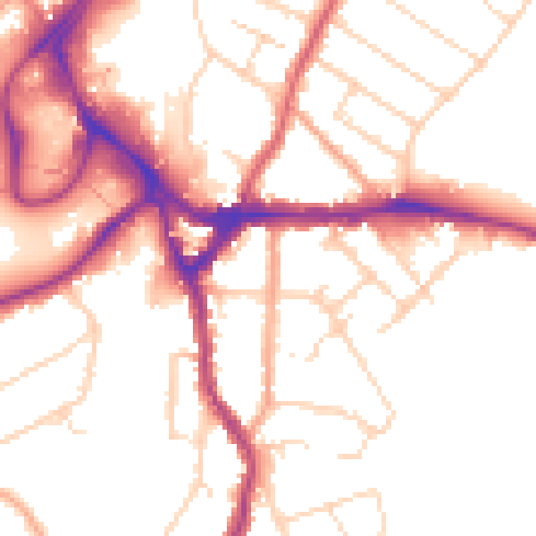 Daytime road noise heatmap for WD19 4AG