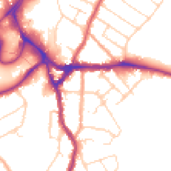 Daytime road noise heatmap for WD19 4AH
