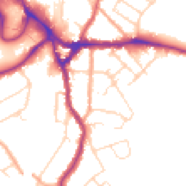 Daytime road noise heatmap for WD19 4AJ