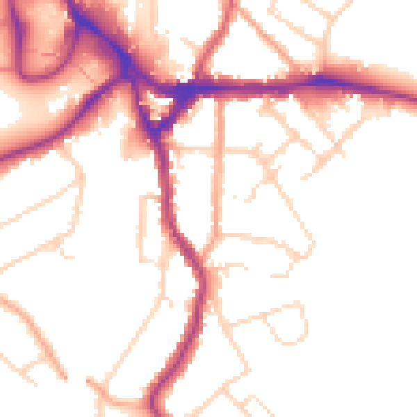 Daytime road noise heatmap for WD19 4AL