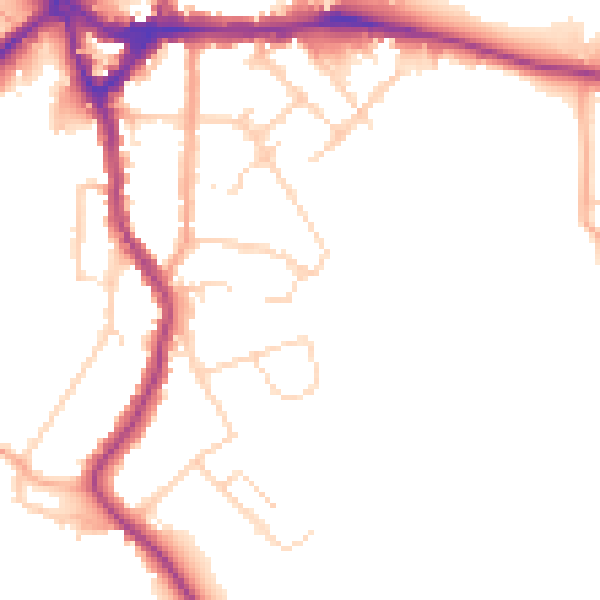Daytime road noise heatmap for WD19 4AN