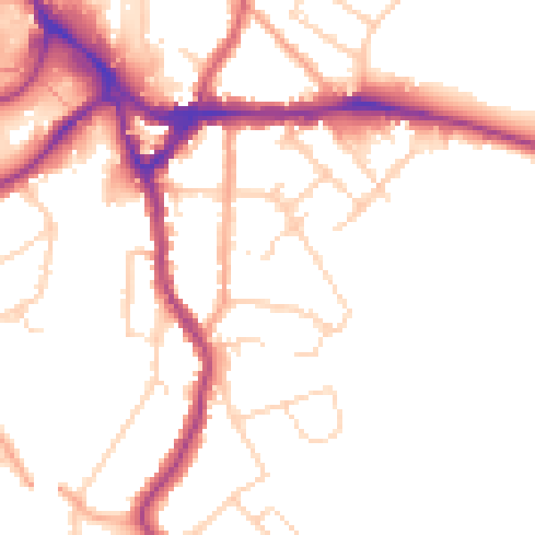 Daytime road noise heatmap for WD19 4AP