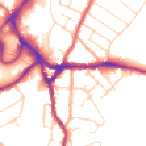 Daytime road noise heatmap for WD19 4AQ