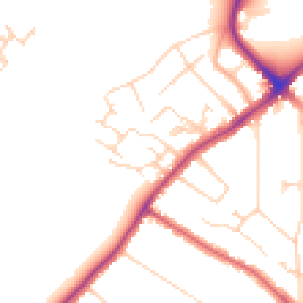 Daytime road noise heatmap for WD19 4BB