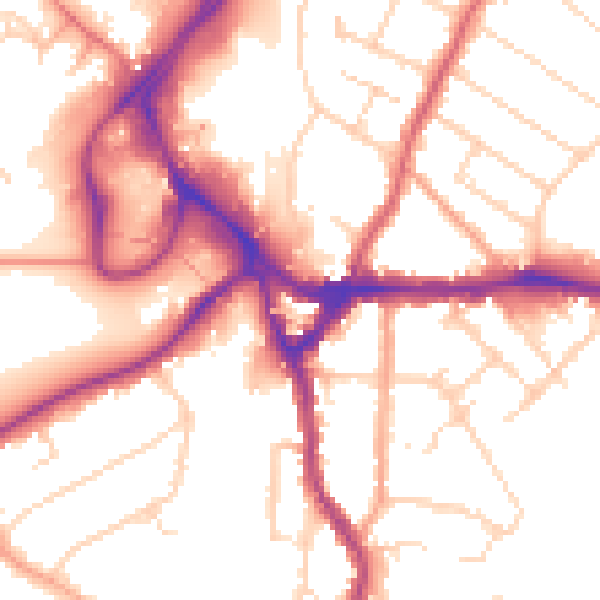 Daytime road noise heatmap for WD19 4BL