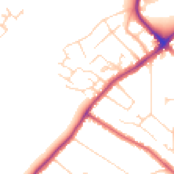 Daytime road noise heatmap for WD19 4BP